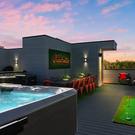 The Americana Abode Rooftop Hot Tub Game Room